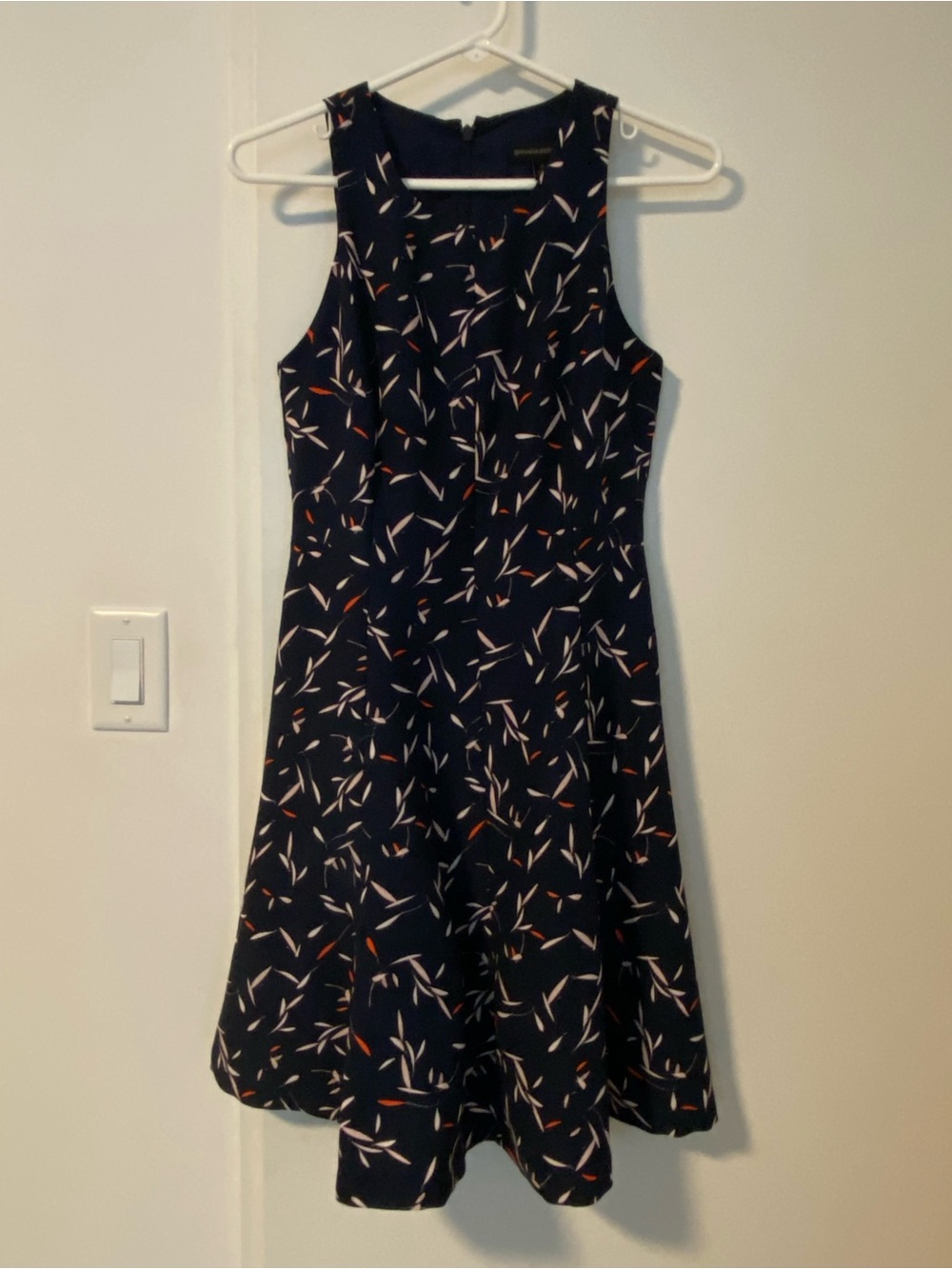 Banana Republic Navy Sleeveless Midi Dress with Pink & Orange Accents